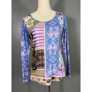 Sundance Patchwork Floral Top Womens XS Beaded Embroidered Boho Artsy Shabby
